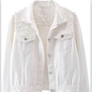 Women's Embroidered Pearl Denim Jean Jacket